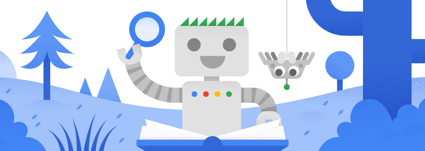 Googlebot lit un livre avec une nouvelle amie, l'araignée