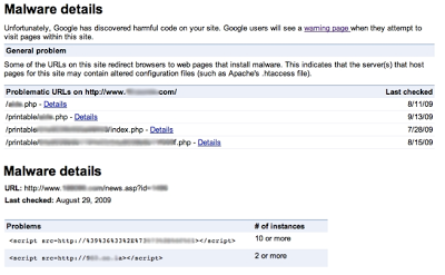 malware details page in webmaster tools