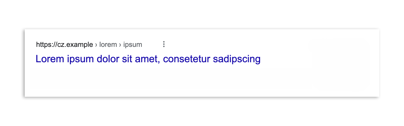 Résultat de recherche Google en Tchéquie après l'entrée en vigueur de la loi, qui n'affiche que le titre de l'article et l'URL.