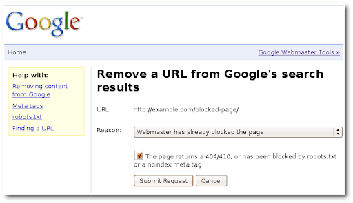 google url removal tool