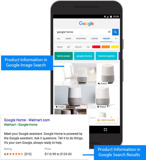 इस इमेज में बताया गया है कि Google Images में, प्रॉडक्ट की जानकारी कैसे दिख सकती है