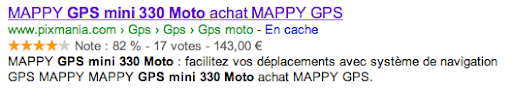 A product rich snippet from www.google.fr