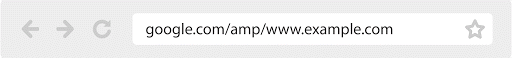 una animación que muestra cómo la URL se mantiene coherente con la URL del publicador en lugar de mostrar una URL de caché de AMP