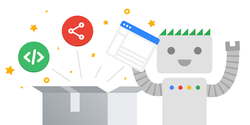 Googlebot packt eine Website aus einem Karton aus