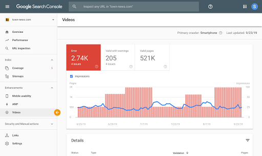 rapport sur les résultats enrichis de la Search Console