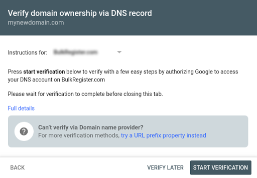 Auto-DNS verification flow