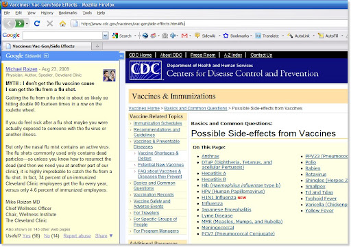 ตัวอย่างของ Sidewiki