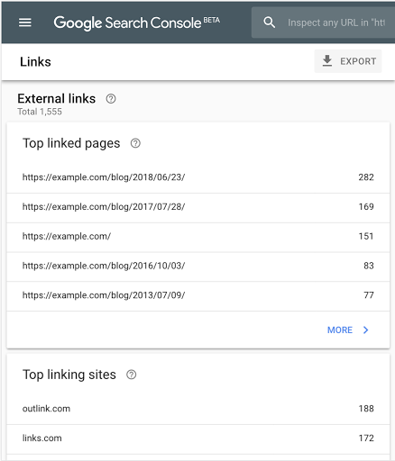 el informe "Enlaces" de Search Console