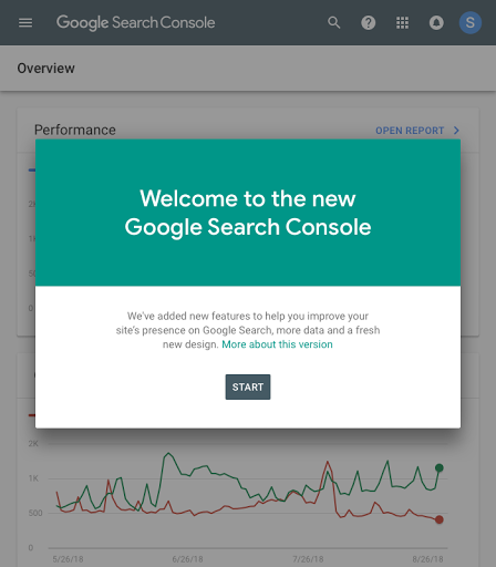ข้อความขอต้อนรับสู่ Search Console ใหม่