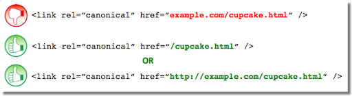 Contoh markup rel-canonical yang salah: URL relatif salah