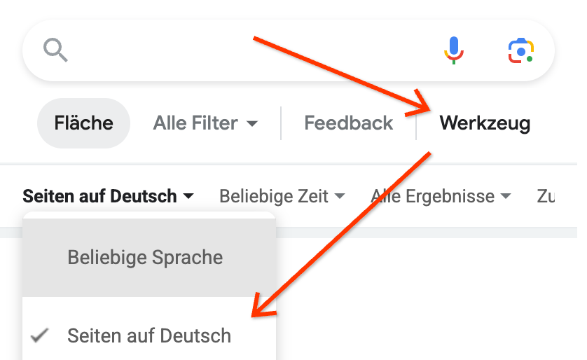 Screenshot che mostra le impostazioni di lingua in tedesco