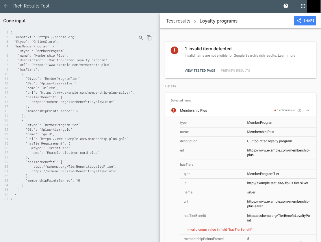 Treuepunkteprogramm-Markup im Test für Rich-Suchergebnisse