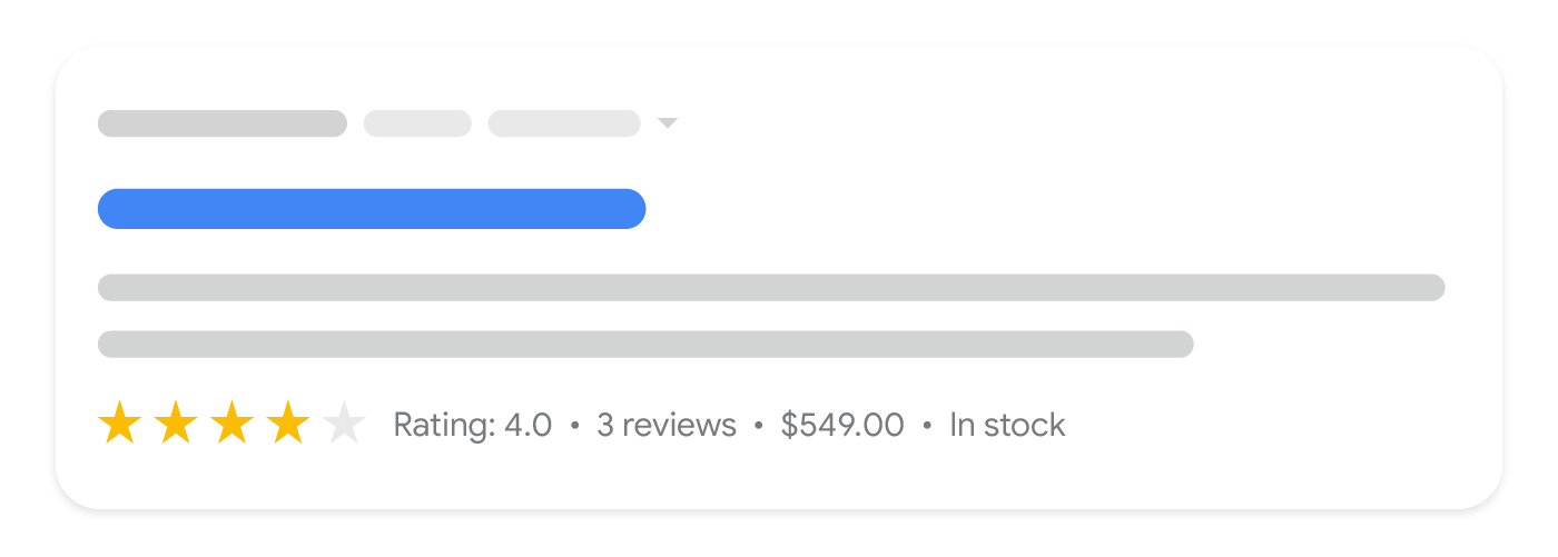 Esempio di snippet di prodotto nei risultati di ricerca