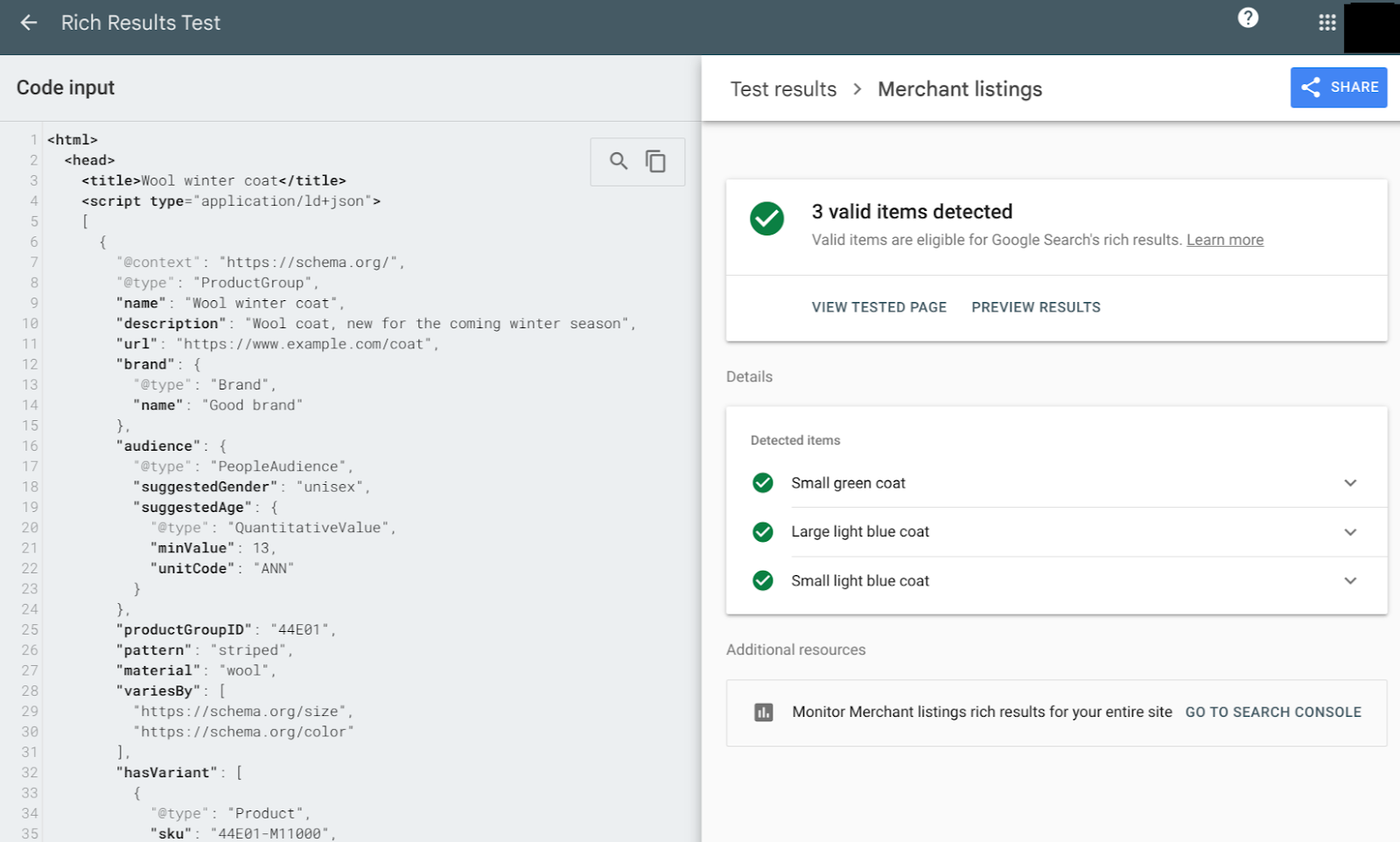 Structured Data สำหรับผลิตภัณฑ์ย่อยในการทดสอบผลการค้นหาที่เป็นริชมีเดีย