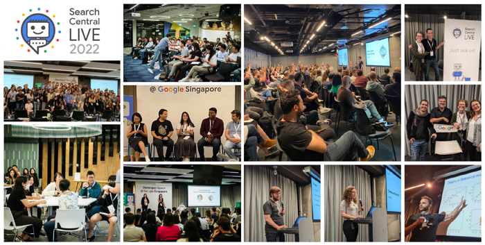 2022년 싱가포르 및 텔아비브에서 열린 Google 검색 센터 라이브 이벤트 사진 콜라주