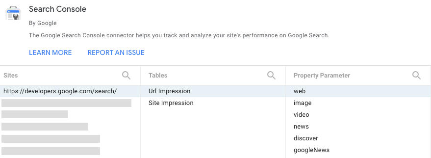 Como criar um conector de dados do Search Console