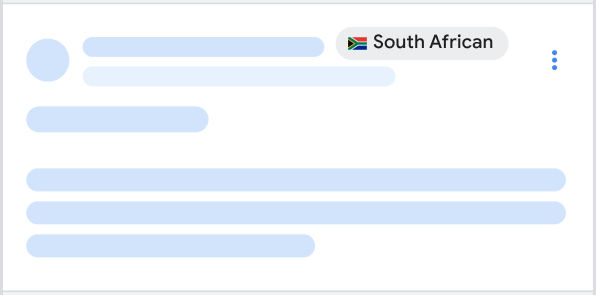 Selo &quot;Sul-africano&quot; em um resultado da Pesquisa do Google