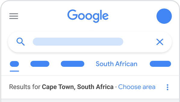 Chip de filtre &quot;Sud-Africain&quot; dans la recherche Google