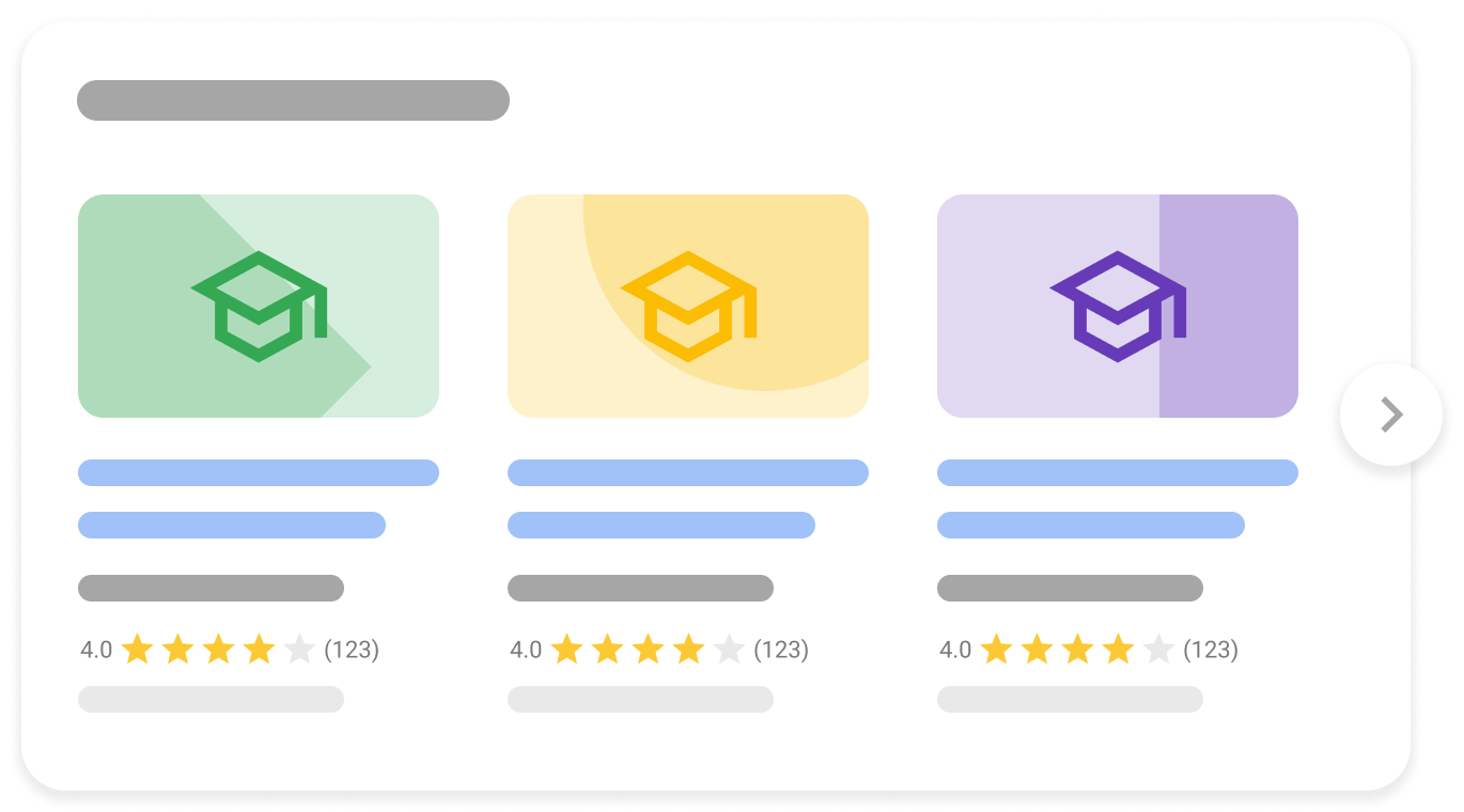 Résultat enrichi avec des informations sur le cours dans les résultats de recherche