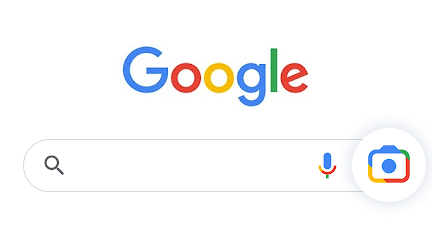 Google 검색 앱의 검색창 오른쪽에 있는 Google 렌즈 버튼