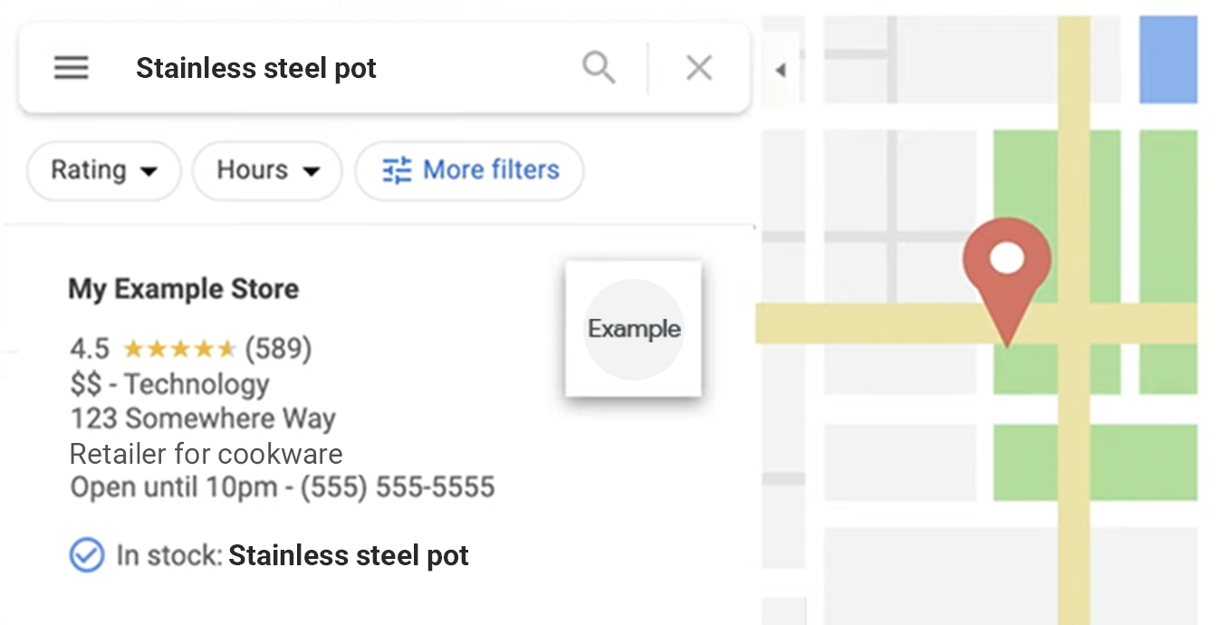 Exemple de résultats de recherche Google Maps