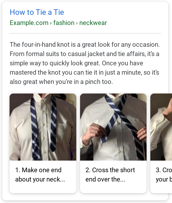 How-to example in search results
