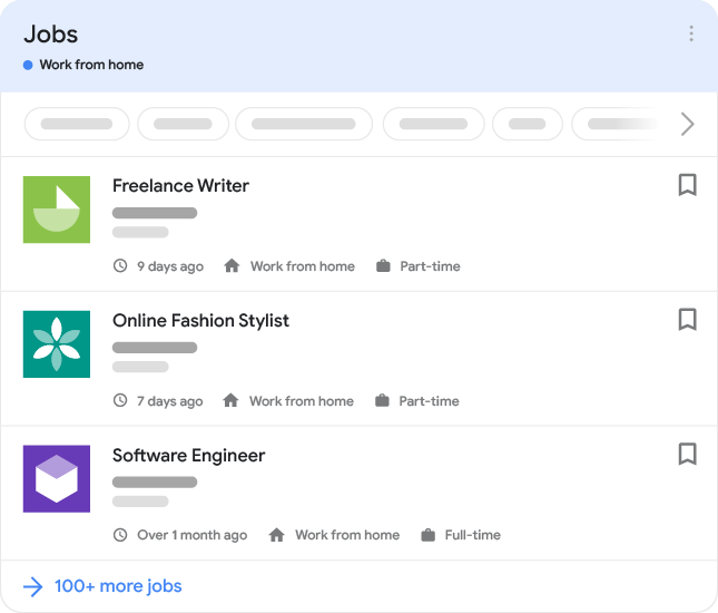 Work from home job posting example in Search results