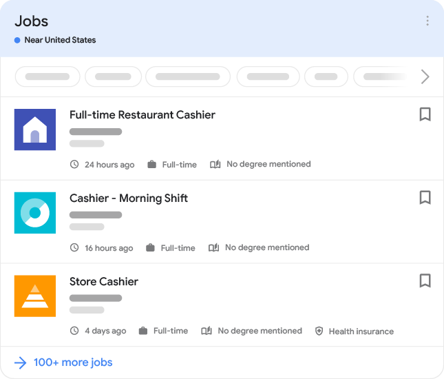 图示:招聘信息体验如何在 Google 搜索结果中显示