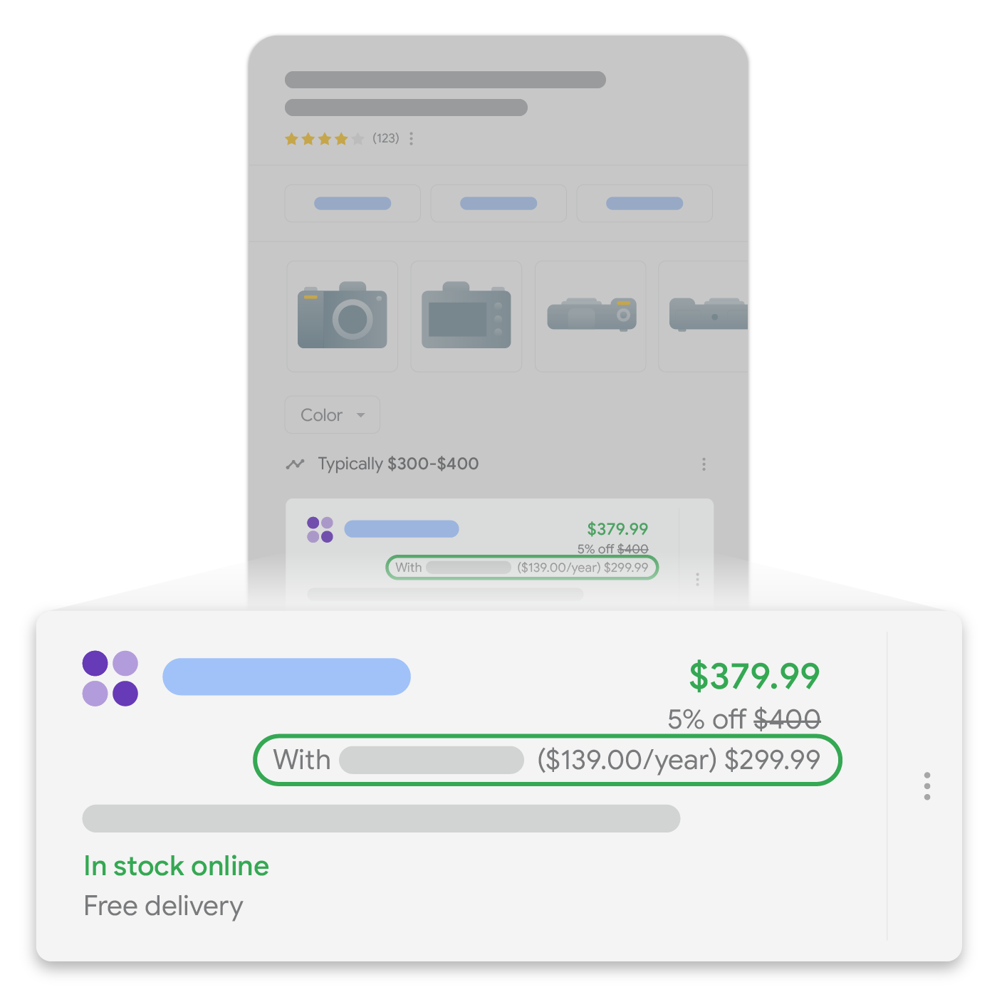 بطاقة معلومات للتسوّق تظهر في نتائج البحث وتعرض السعر المخصّص للمشتركين في برنامج الولاء