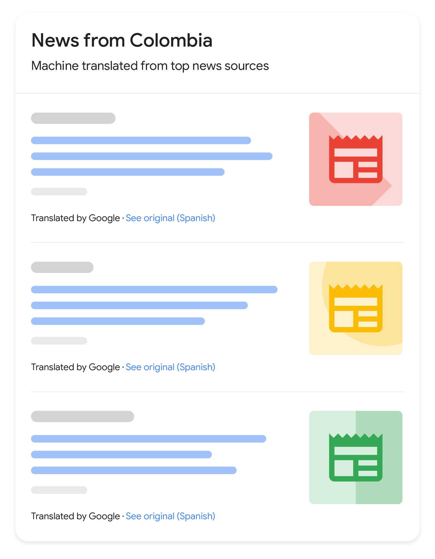 How translated news results could look in Google Search