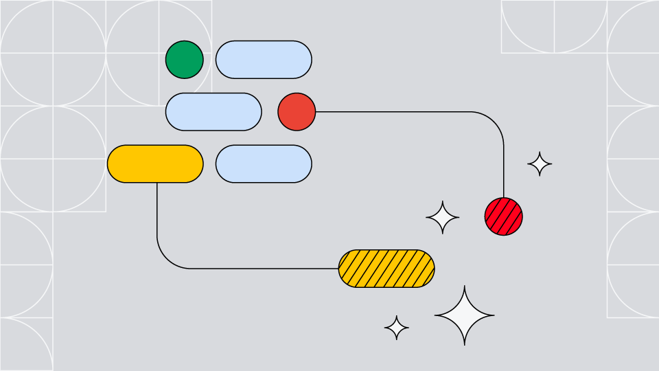 Abstrakte Linien in Google Chrome-Farben, die auf KI hinweisen
