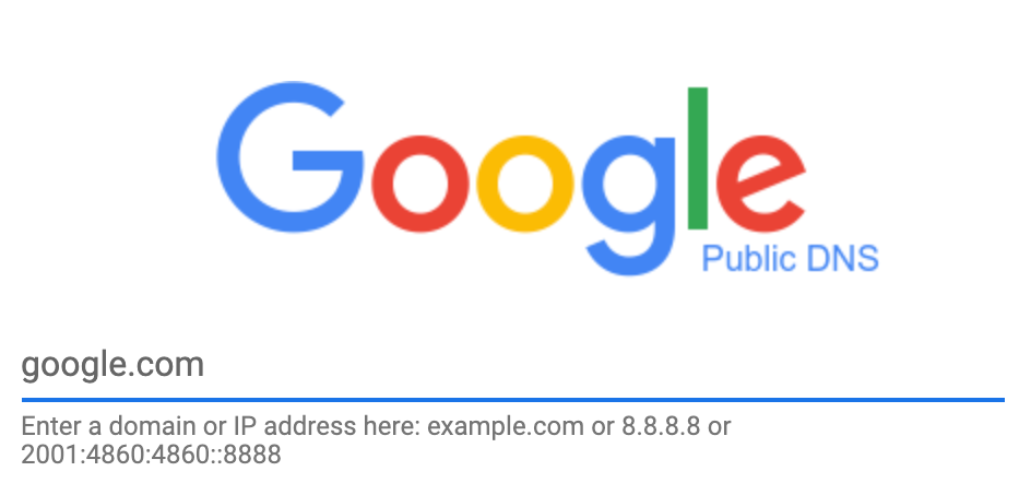 Home page di Google Public DNS