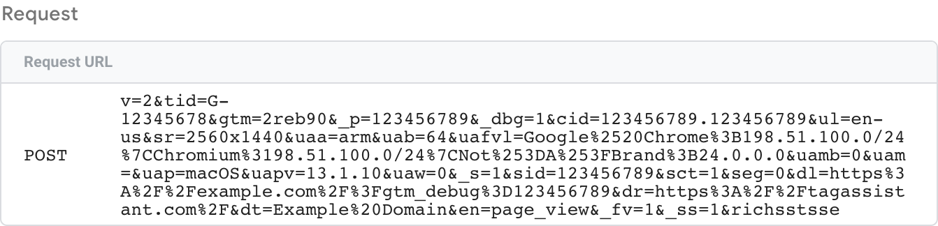 Captura de pantalla de una solicitud HTTP entrante