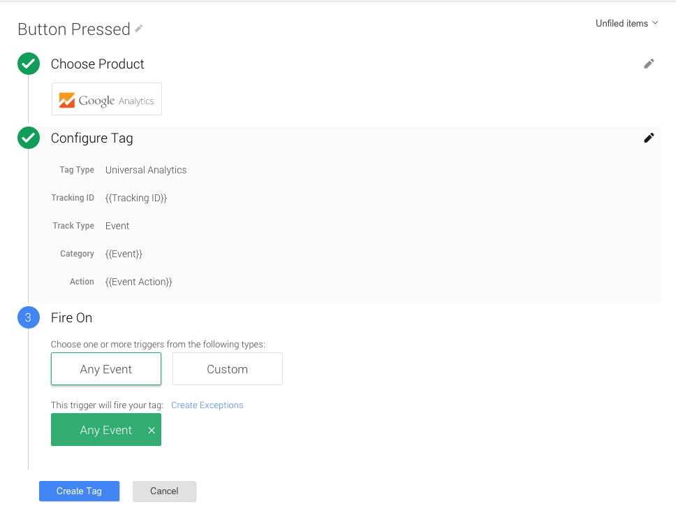 Balise Google Tag Manager – Bouton enfoncé