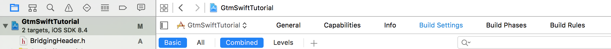 روی Build Settings کلیک کنید