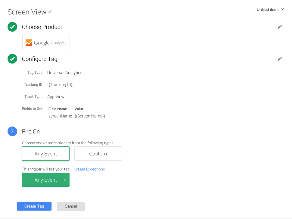 Tag Menedżera tagów Google – wyświetlenie ekranu