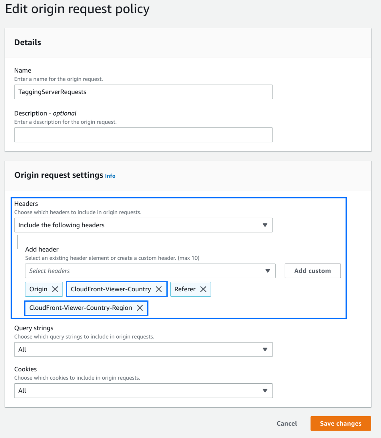 AWS CloudFront의 헤더 설정