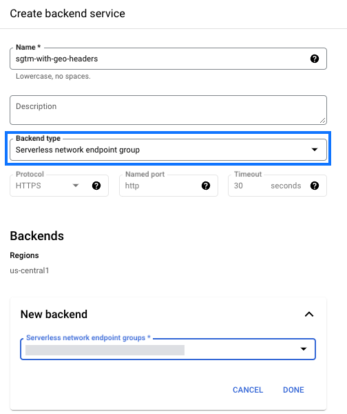 Captura de pantalla del nuevo servicio de backend