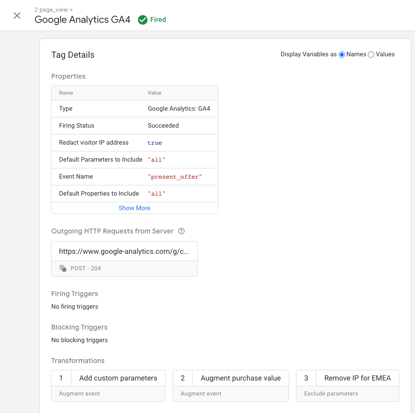 Layar Tag Assistant menampilkan ringkasan tag GA4