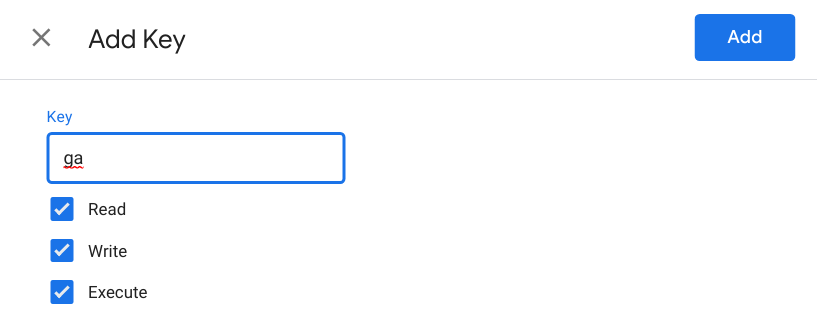 Google アナリティクスの管理画面に表示される [キーを追加]