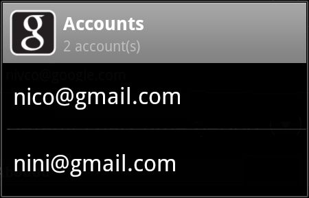 Choose account dialog