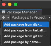 Unity Package Manager विंडो का स्क्रीनशॉट, जिसमें 