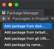 اسکرین شات پنجره Unity Package Manager با