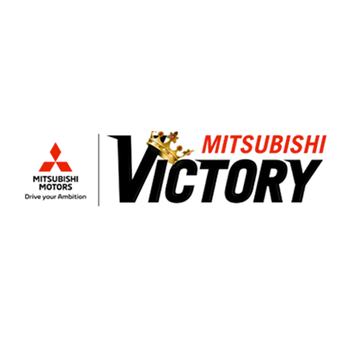 Logotipo da Victory Mitsubishi e do Super Center de segunda mão