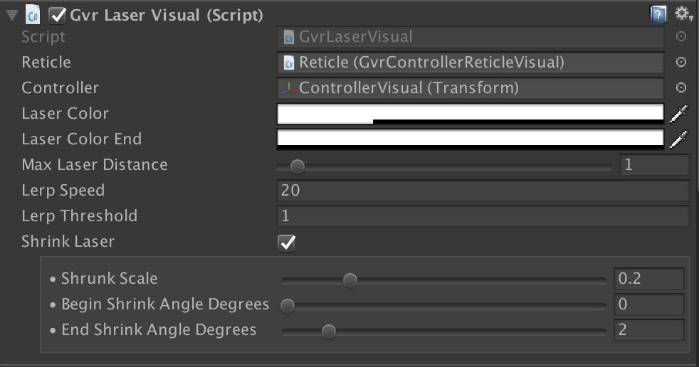 GvrLaserVisual component