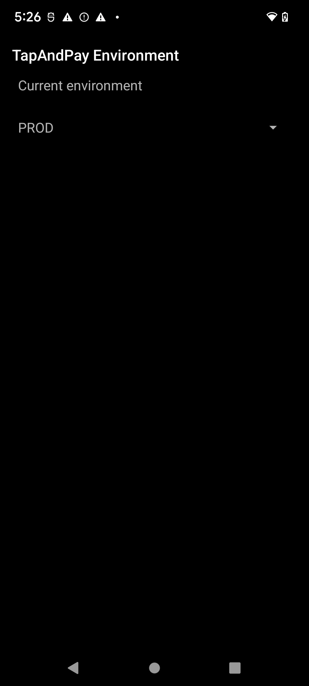 Screenshot der Bestätigung der Umgebungsänderung