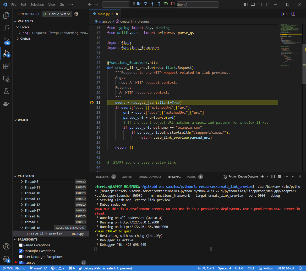 اجرا در نقطه شکستی که تنظیم شده بود متوقف می شود.