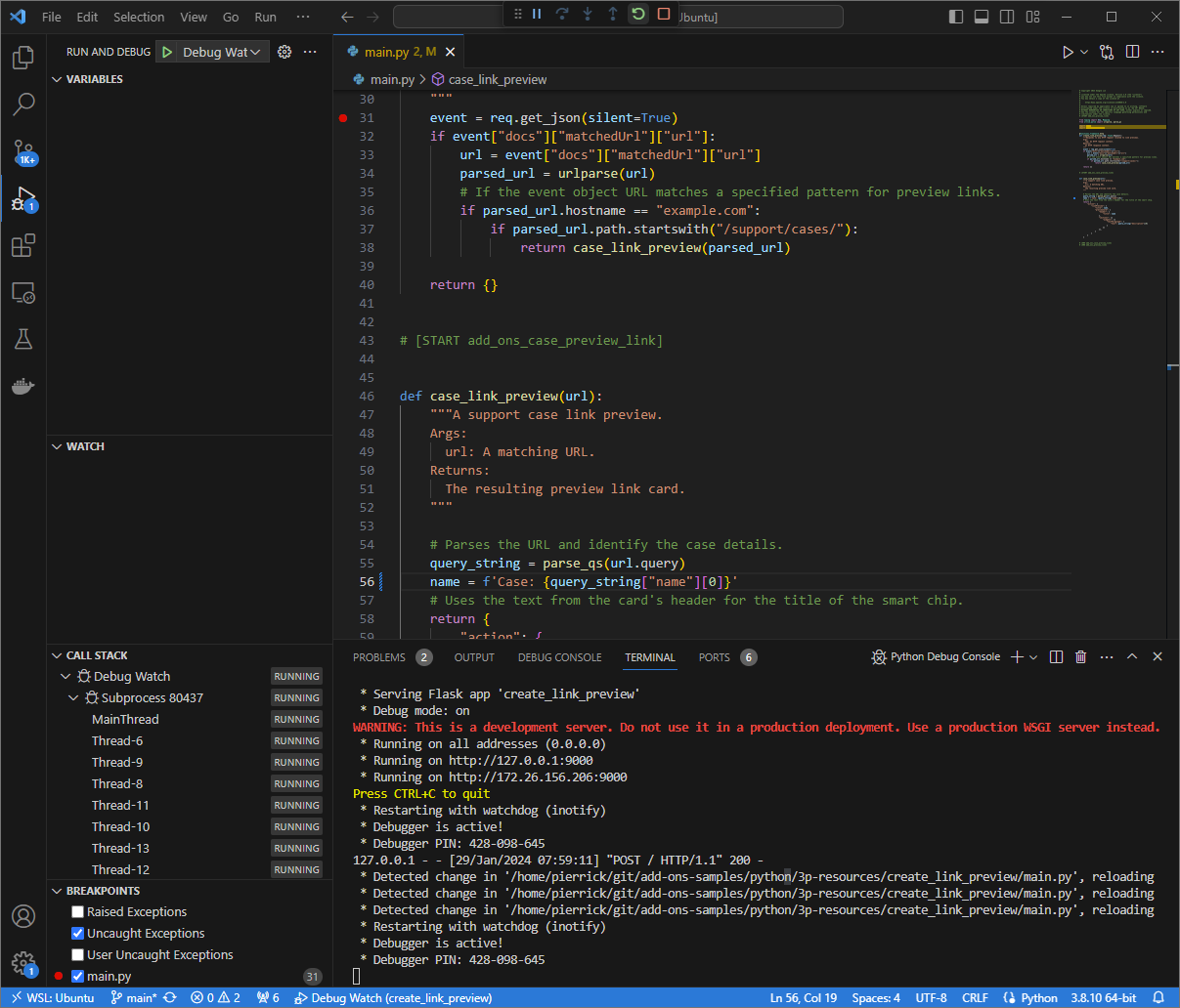 কোড পরিবর্তন লোড হওয়ার সাথে অ্যাপ্লিকেশনটি 9000 পোর্টে HTTP অনুরোধের জন্য চলছে এবং শুনছে।