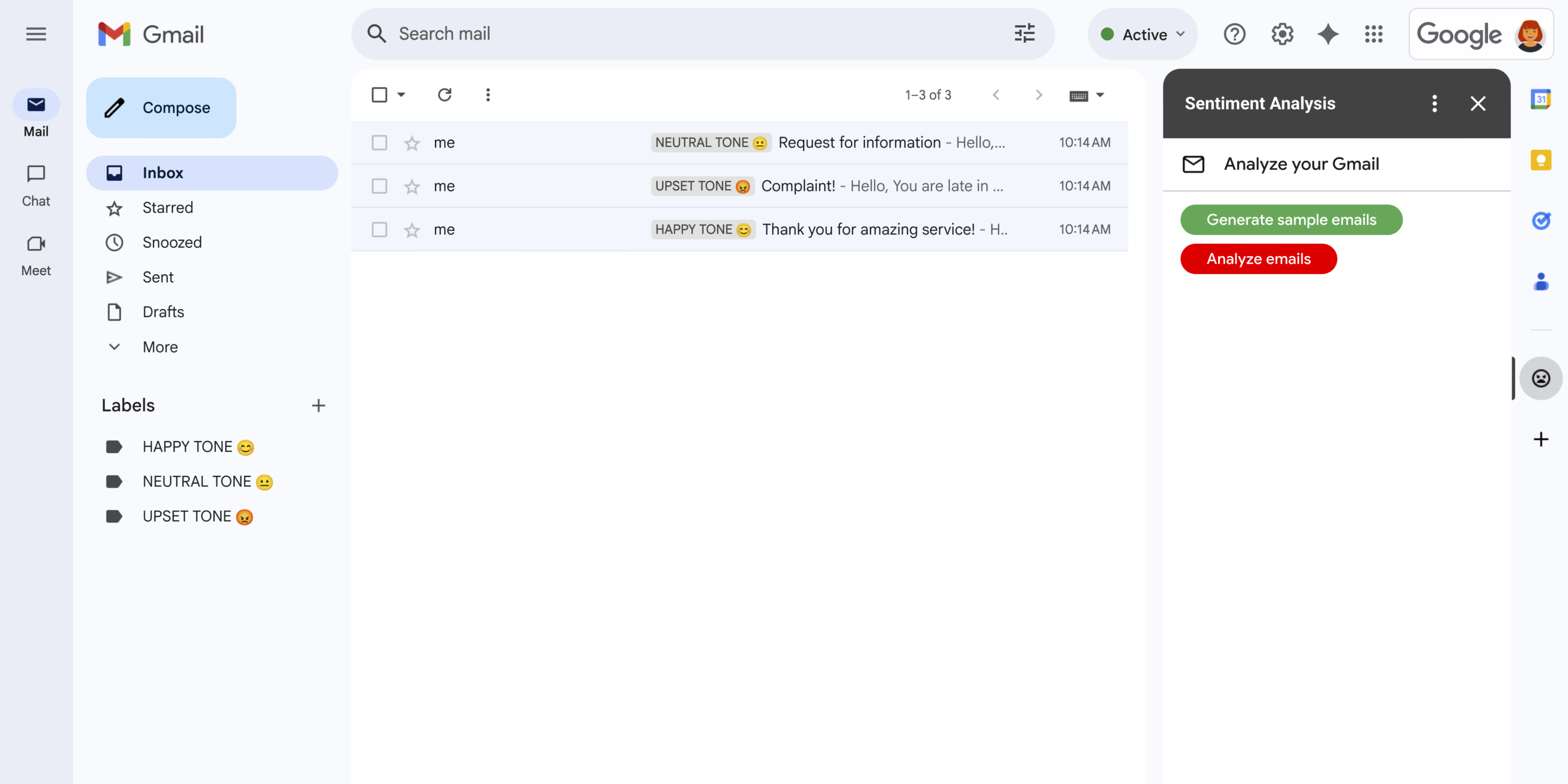 Gmail&#39;i yan çubukta genişleten bir Google Workspace eklentisi.