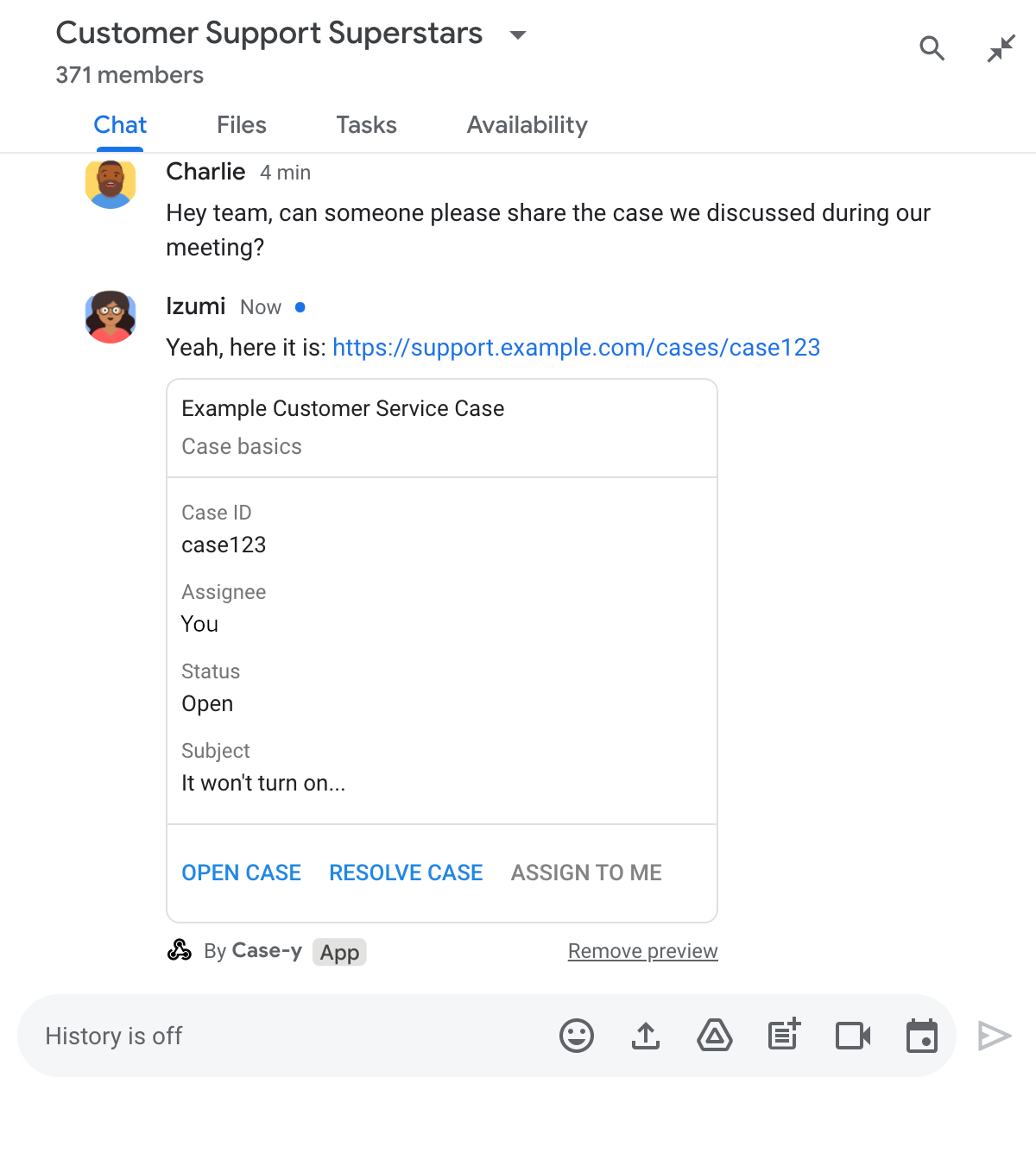Anteprima di un link con una versione aggiornata di una scheda allegata a un messaggio nell&#39;app di chat
